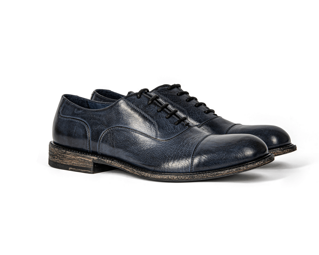 Modena Vintage lace up shoes Leather Sole Garment dyed buffalo Blue ...